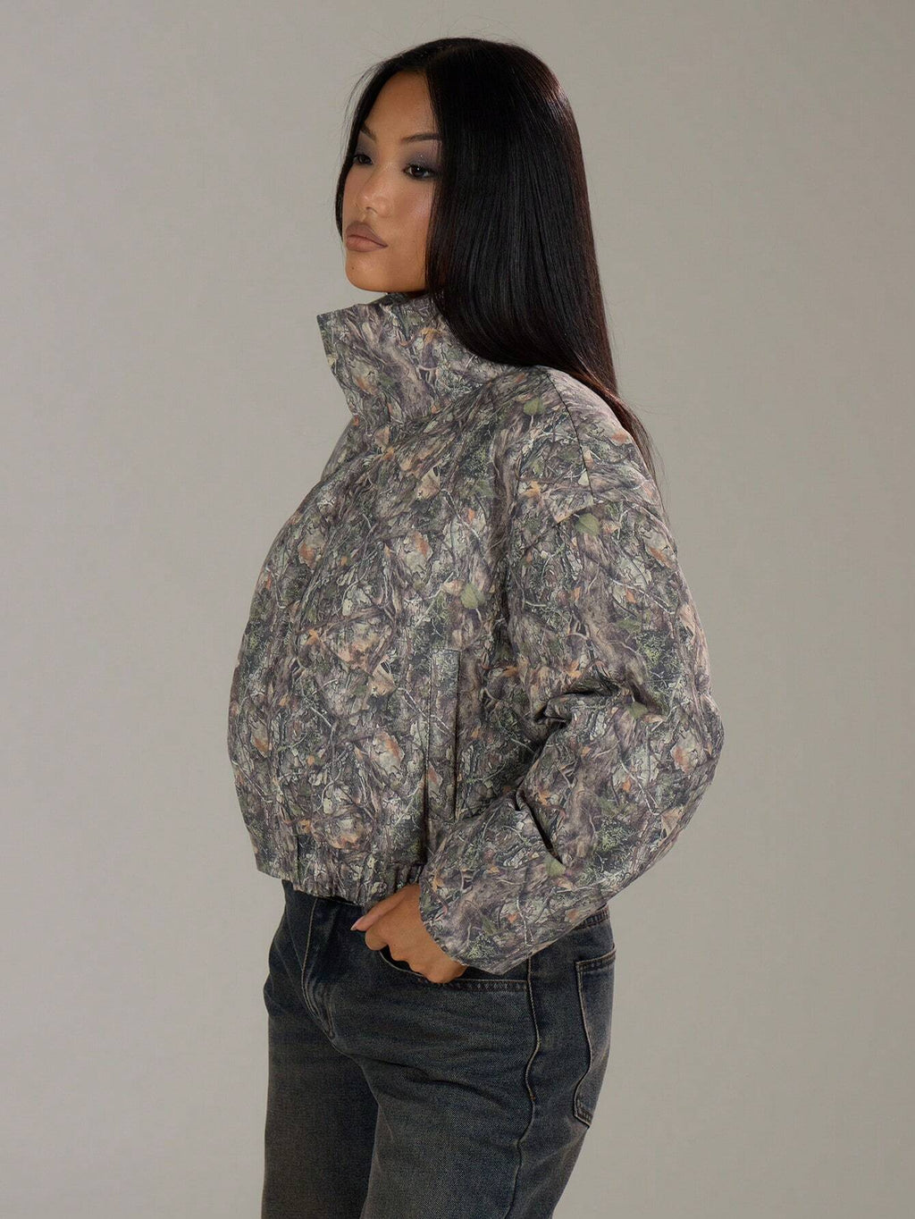 Oversized Allover Print Padded Coat – Festival Streetwear Fall/Winter Jacket for Women