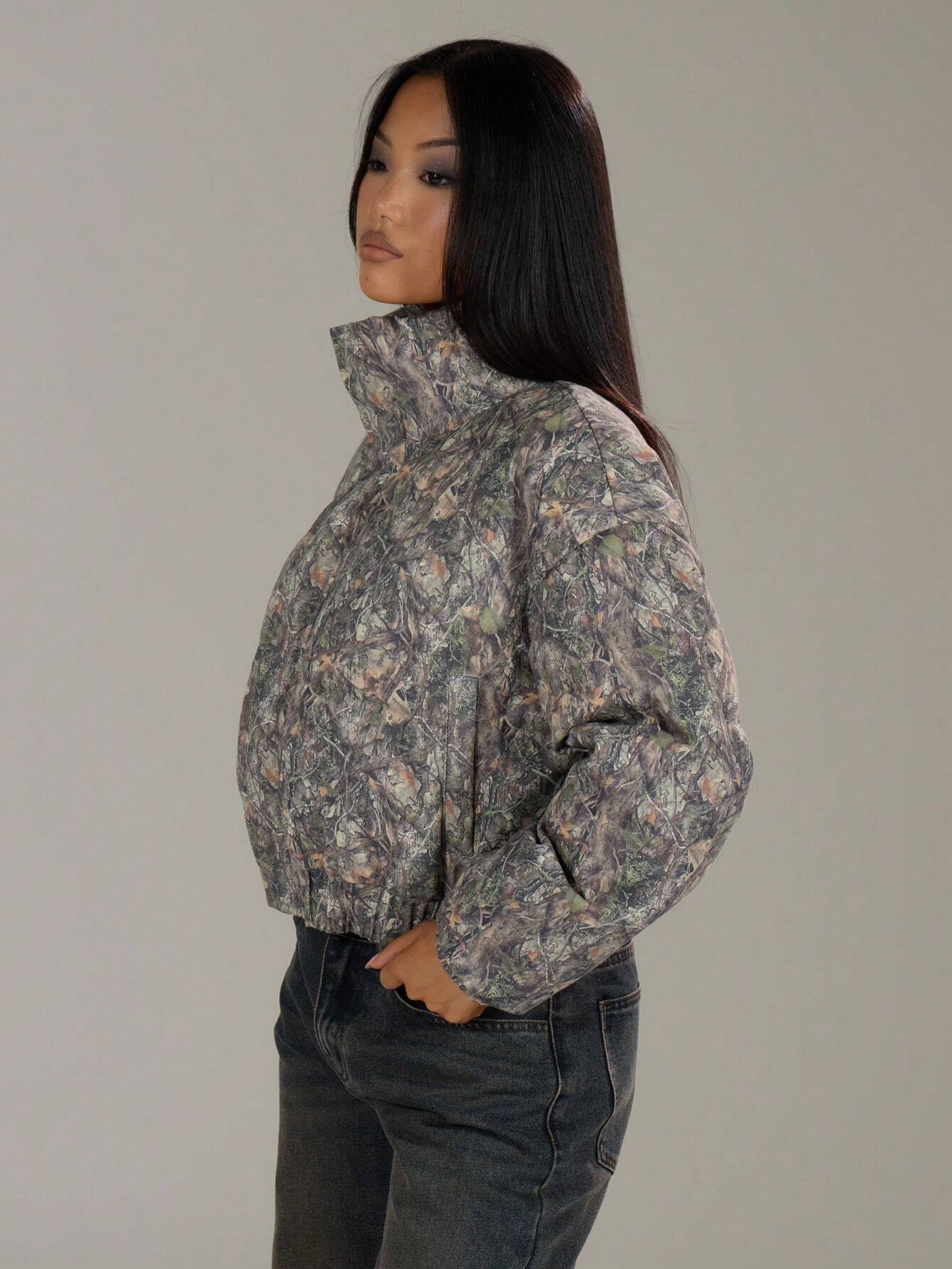 Oversized Allover Print Padded Coat – Festival Streetwear Fall/Winter Jacket for Women
