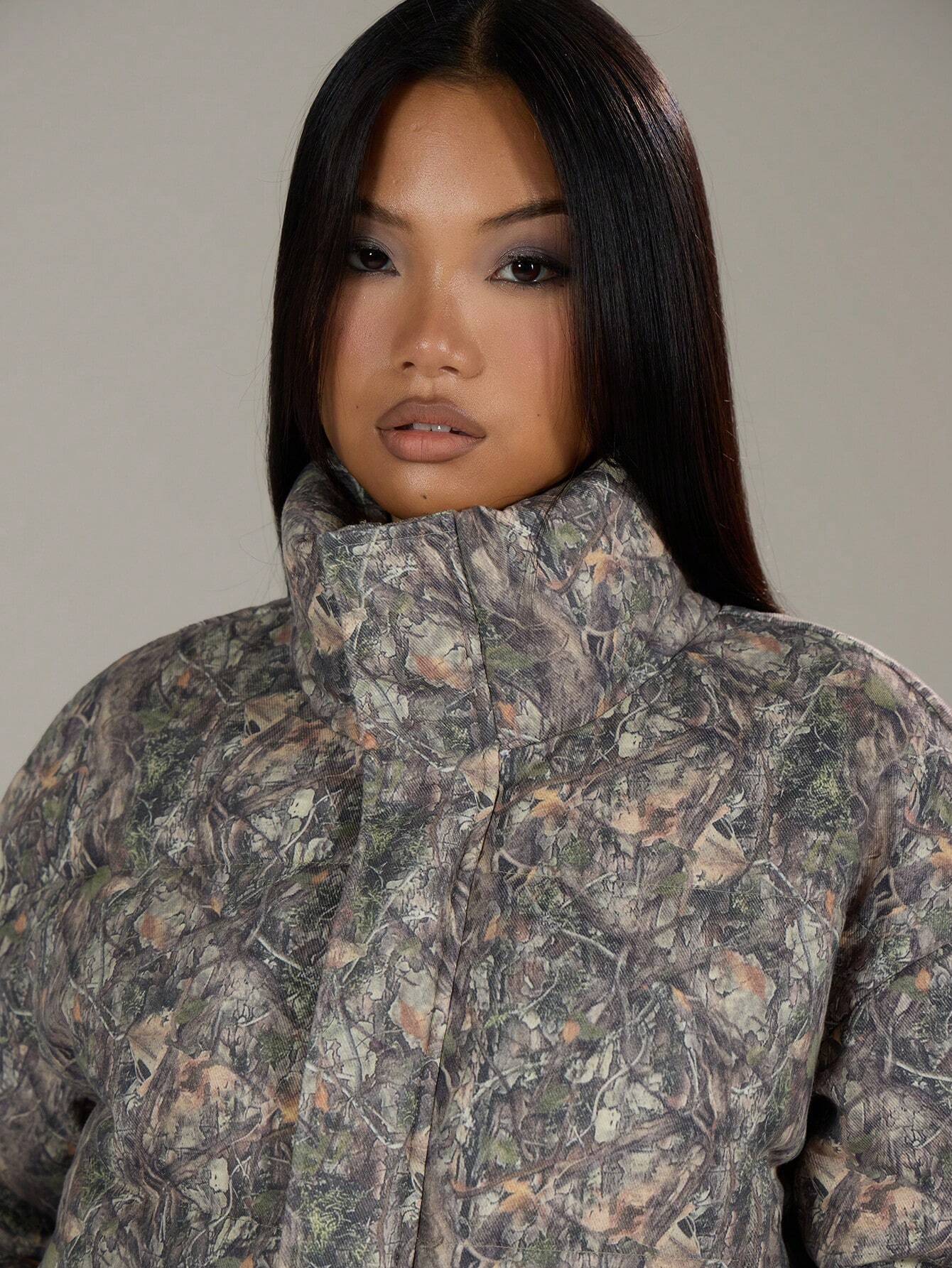 Oversized Allover Print Padded Coat – Festival Streetwear Fall/Winter Jacket for Women