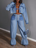 Plus Size Women’s Color Block Denim Jacket – Drop Shoulder Frayed Hem Patchwork Casual Summer Outerwear