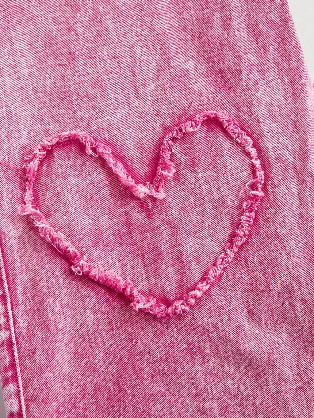 Plus Size Women’s Heart Print Pink Straight Leg Jeans – Casual Cotton High Waist Denim Pants
