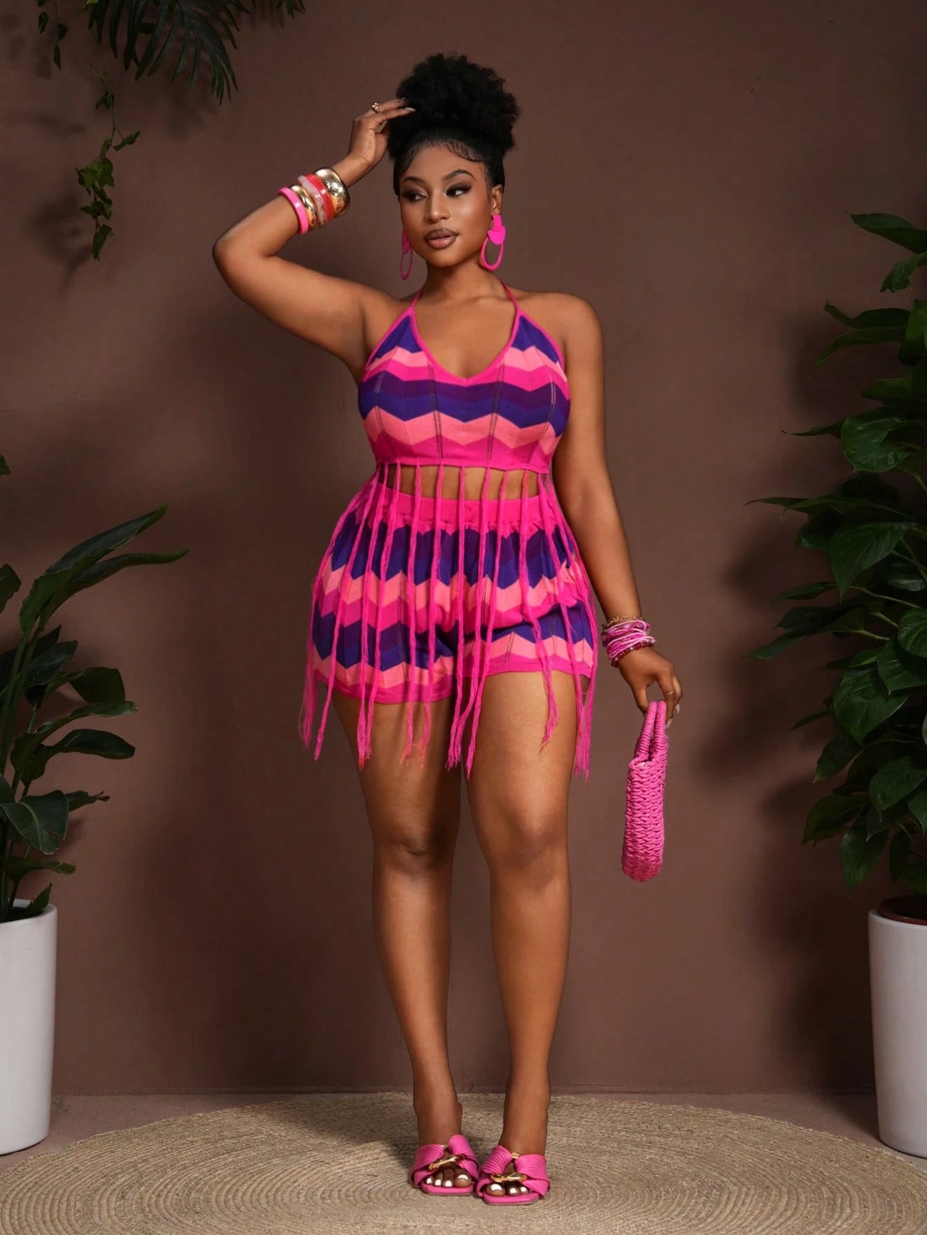 Plus Size Women’s Knit Top & Shorts Set – Summer Casual 2-Piece Lounge Outfit