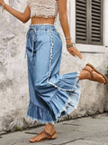 Plus Size Women’s Frayed Hem Jeans – Casual High-Waisted Denim – All-Season Comfortable Fit