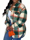 Plus Size Women’s Wool Blend Coat – Casual Pocket Button Long Sleeve Warm Winter Outerwear