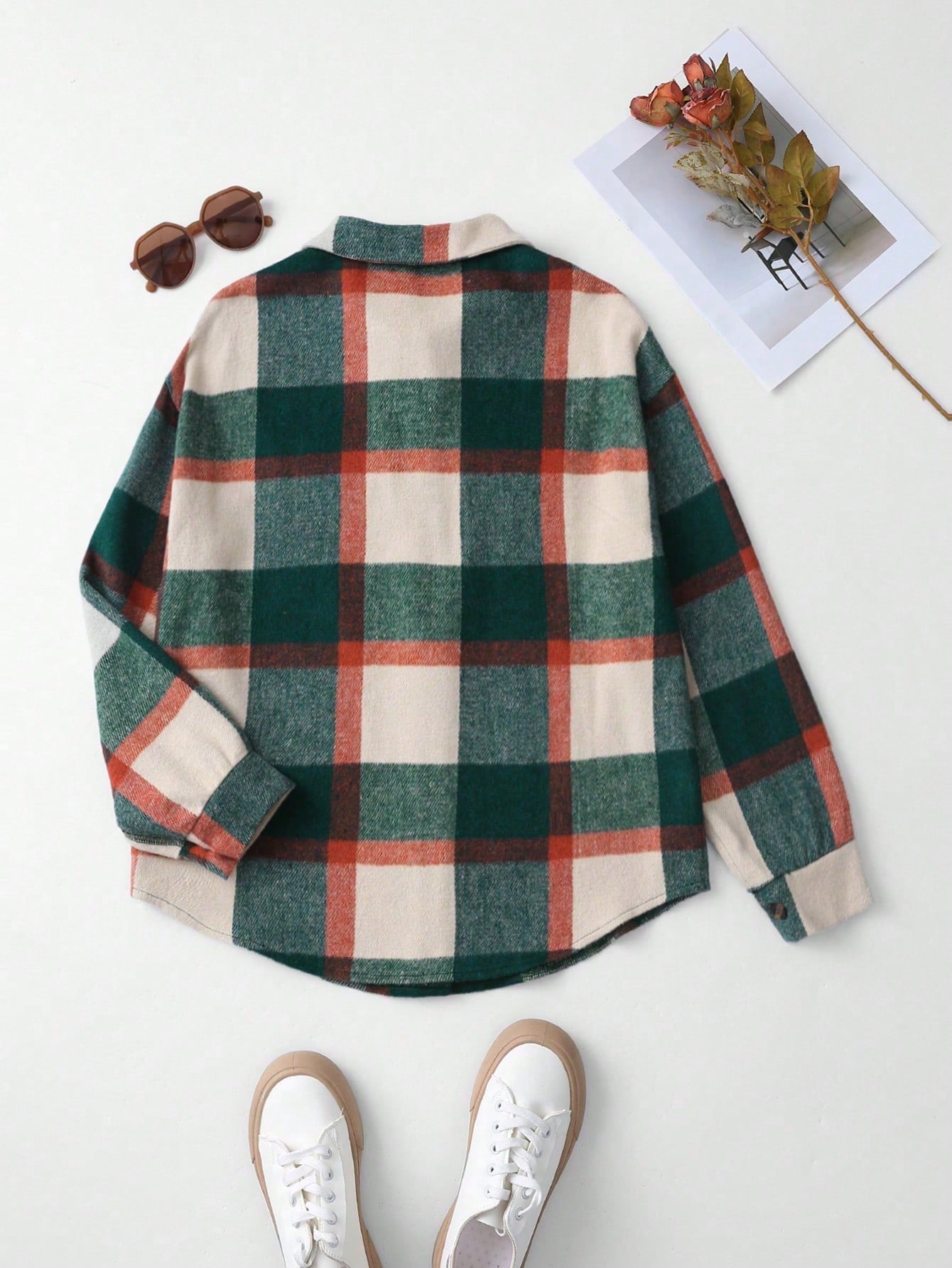 Plus Size Women’s Wool Blend Coat – Casual Pocket Button Long Sleeve Warm Winter Outerwear