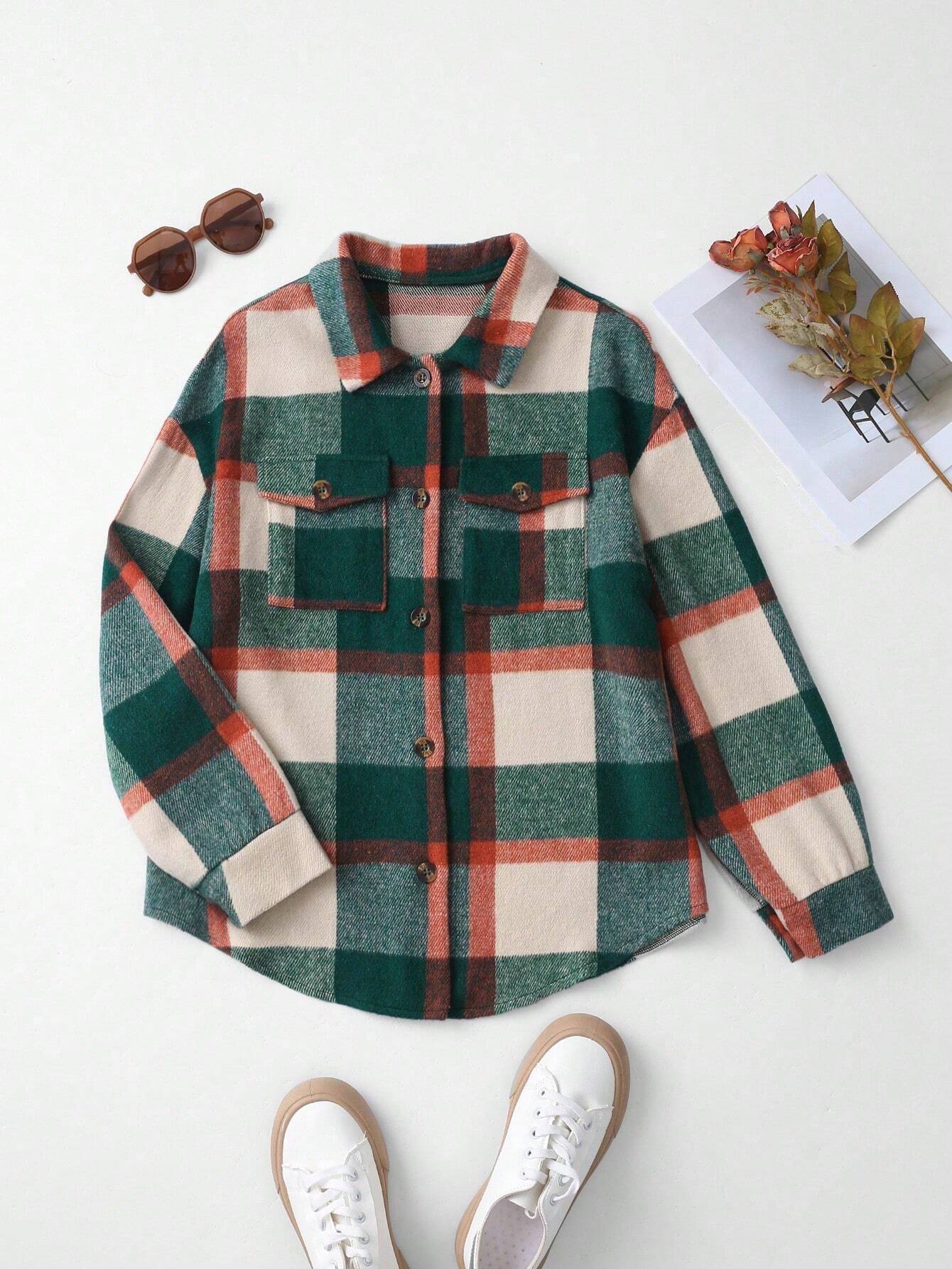 Plus Size Women’s Wool Blend Coat – Casual Pocket Button Long Sleeve Warm Winter Outerwear