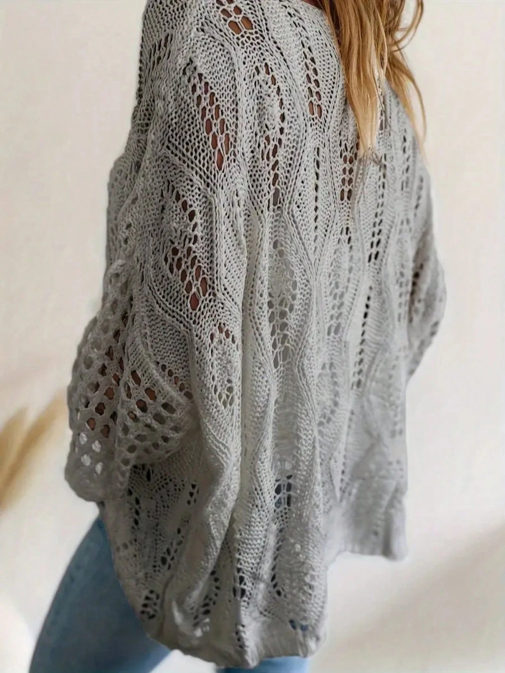 Plus Size Women’s Hollow Out Knit Cover-Up Top – Loose Fit Lightweight Summer & Beach Layering Top