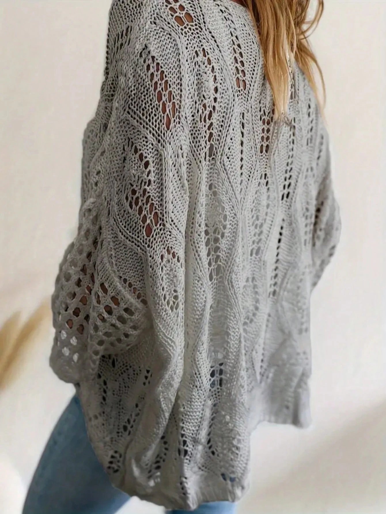 Plus Size Women’s Hollow Out Knit Cover-Up Top – Loose Fit Lightweight Summer & Beach Layering Top