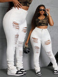 Plus Size Women’s White Skinny Jeans – Stretch Denim Ankle Length Slim Fit Pants
