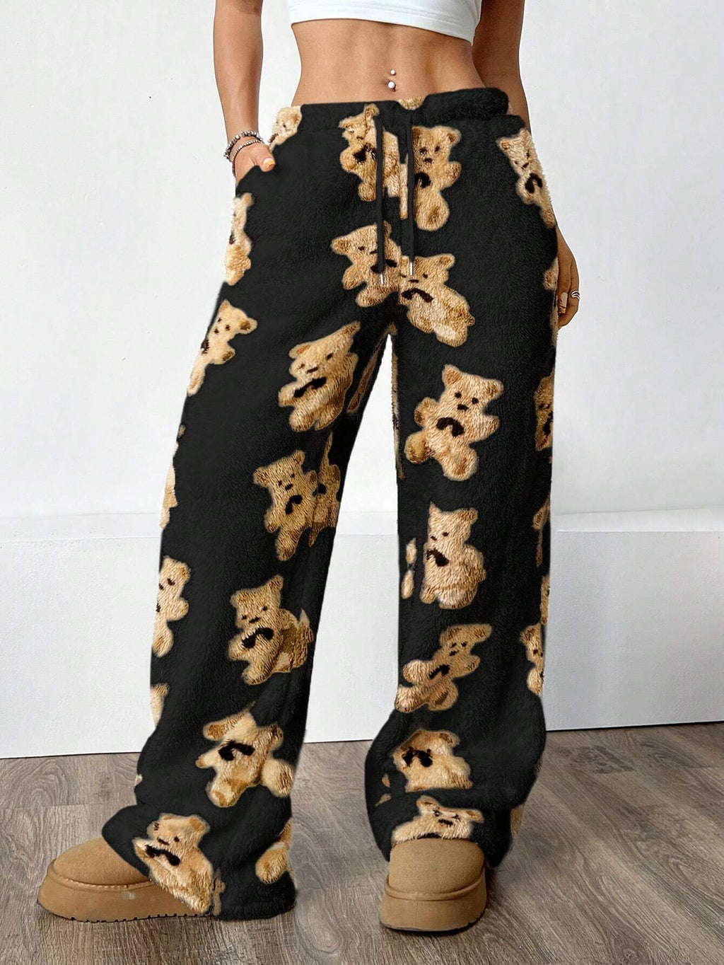 Women’s Plush Knitted Lounge Pants – Straight Leg Cozy Knit Pajama & Casual Home Trousers