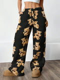 Women’s Plush Knitted Lounge Pants – Straight Leg Cozy Knit Pajama & Casual Home Trousers