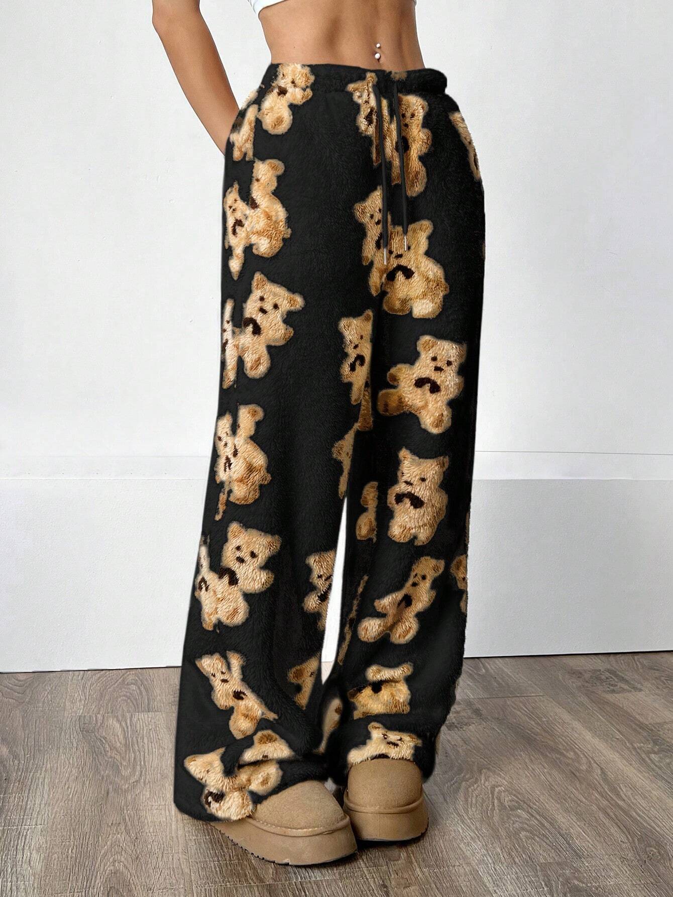 Women’s Plush Knit Lounge Pants – Straight Leg Cozy Soft Casual Home Trousers
