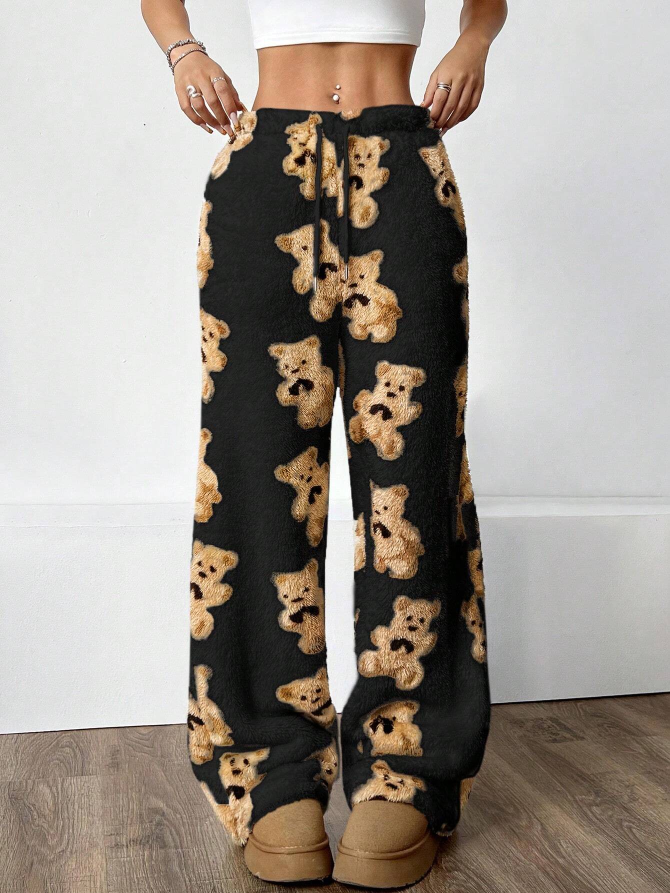 Women’s Plush Knitted Lounge Pants – Straight Leg Cozy Knit Pajama & Casual Home Trousers