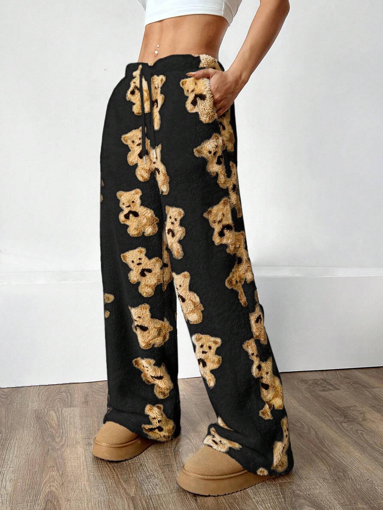 Women’s Plush Knitted Lounge Pants – Straight Leg Cozy Knit Pajama & Casual Home Trousers