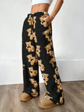 Women’s Plush Knit Lounge Pants – Straight Leg Cozy Soft Casual Home Trousers