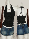 2-Piece Boho Halter Tank Top Set – Western Backless Summer Camisoles for Women