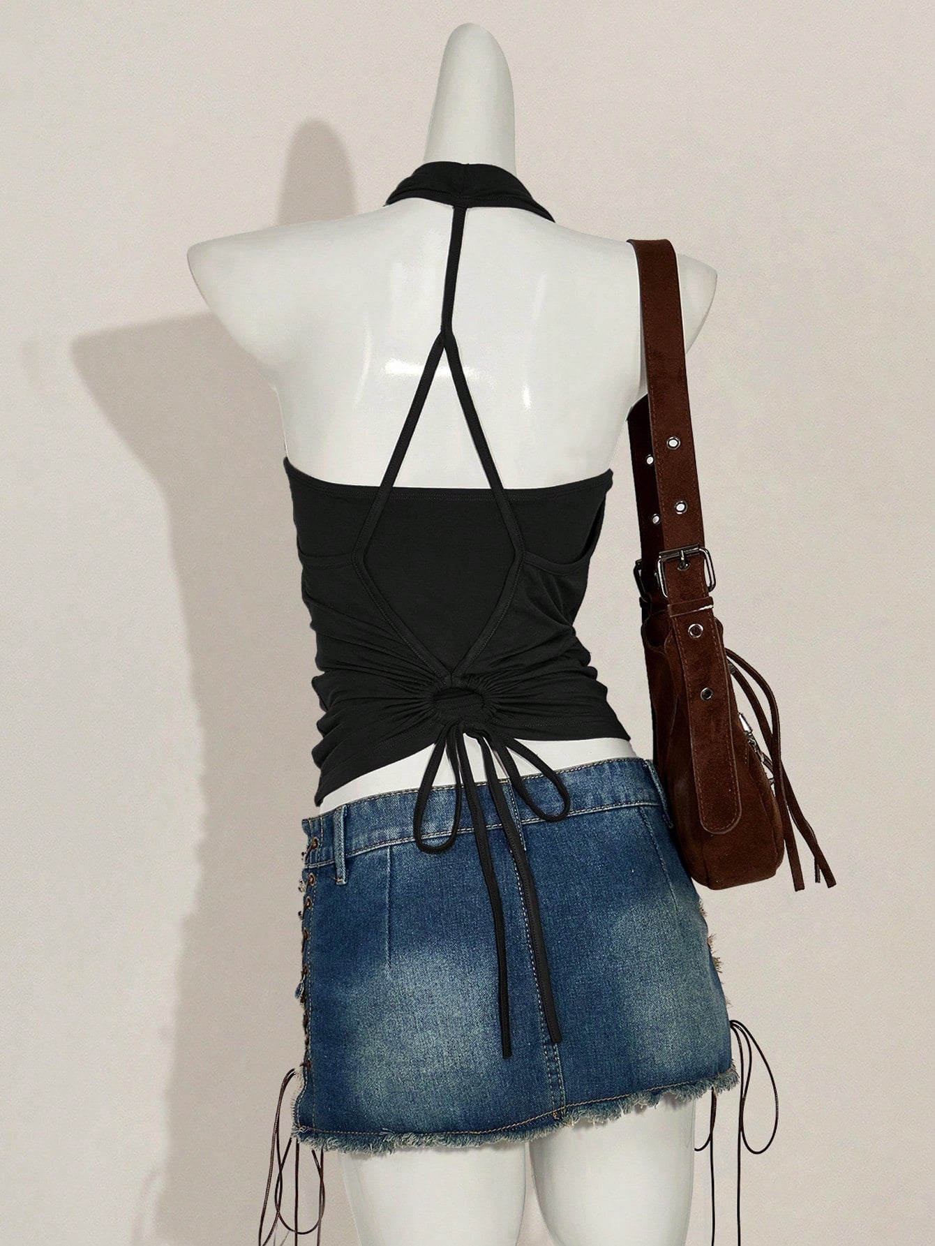 2-Piece Boho Halter Tank Top Set – Western Backless Summer Camisoles for Women
