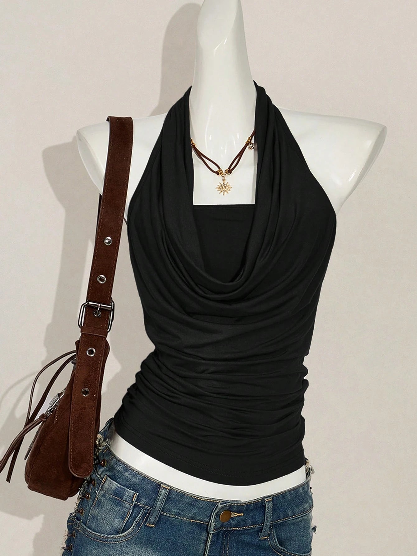 2-Piece Boho Halter Tank Top Set – Western Backless Summer Camisoles for Women