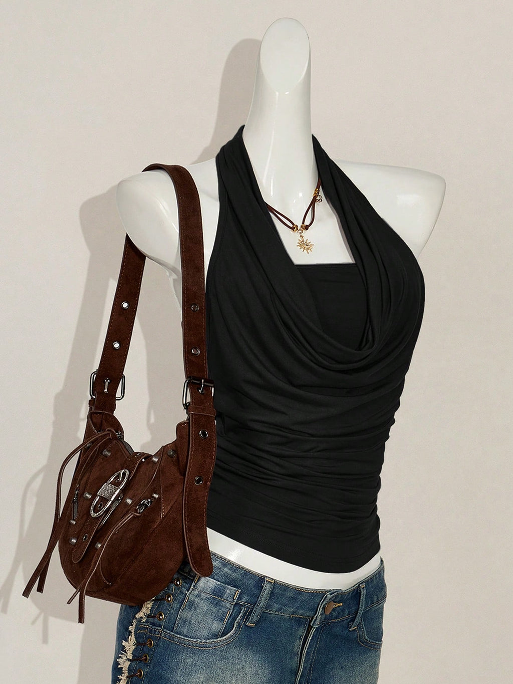 2-Piece Boho Halter Tank Top Set – Western Backless Summer Camisoles for Women