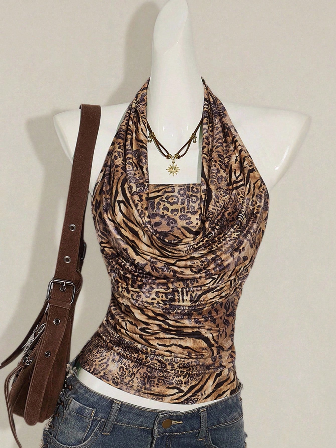 2-Piece Boho Halter Tank Top Set – Western Backless Summer Camisoles for Women