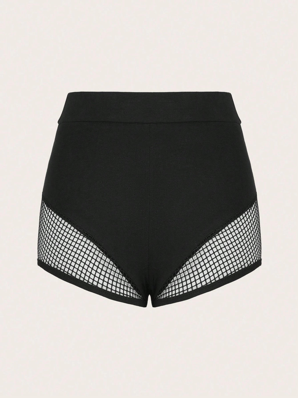 Black Fishnet Insert Elastic Waist Shorts – Sexy Y2K Streetwear Shorts for Women