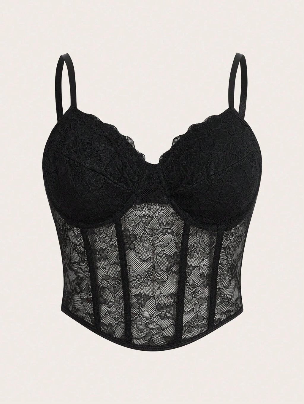 Plus Size Black Lace Corset Cami Top – Y2K Summer Party Camisole for Women