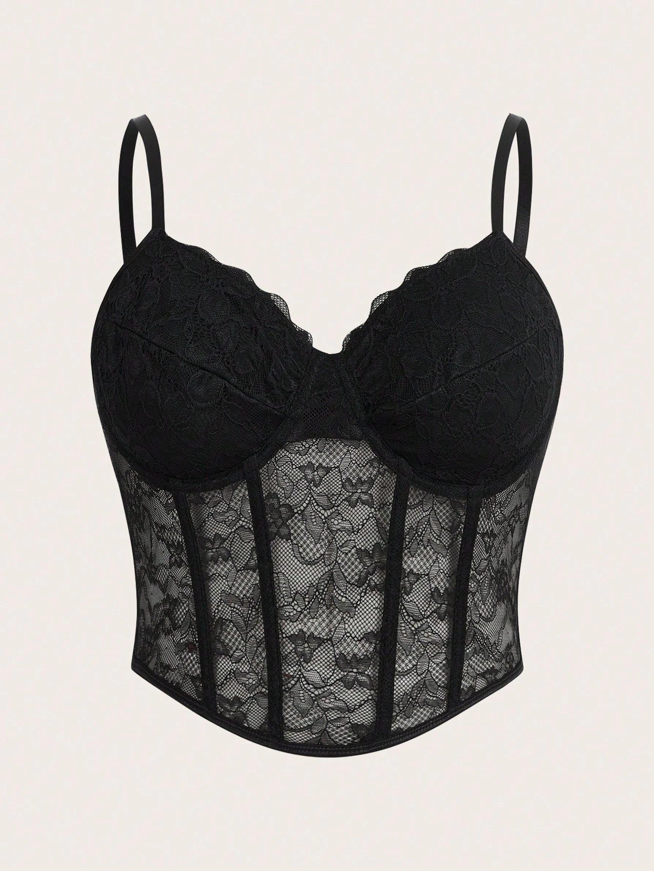 Plus Size Black Lace Corset Cami Top – Y2K Summer Party Camisole for Women