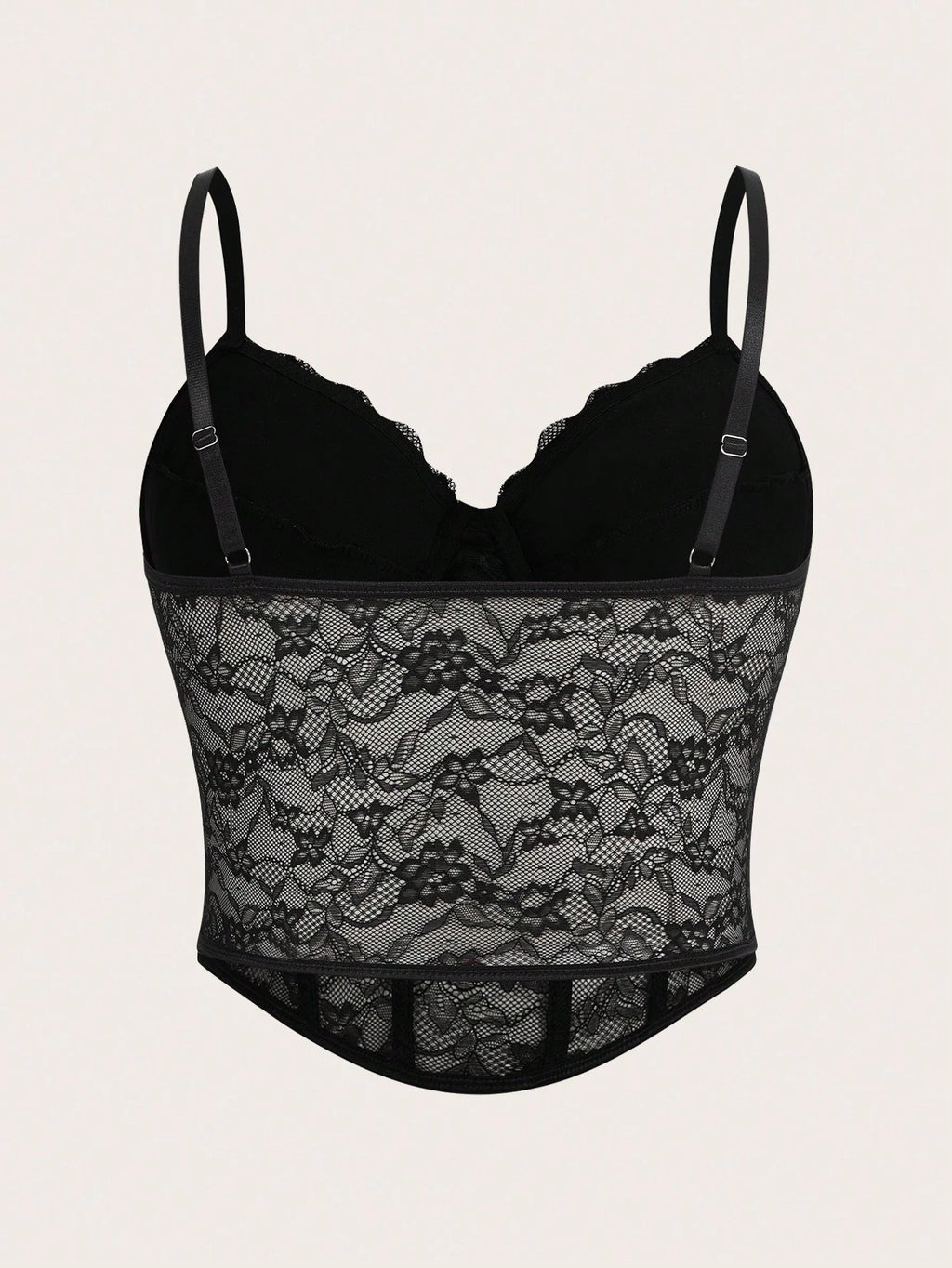 Plus Size Black Lace Corset Cami Top – Y2K Summer Party Camisole for Women