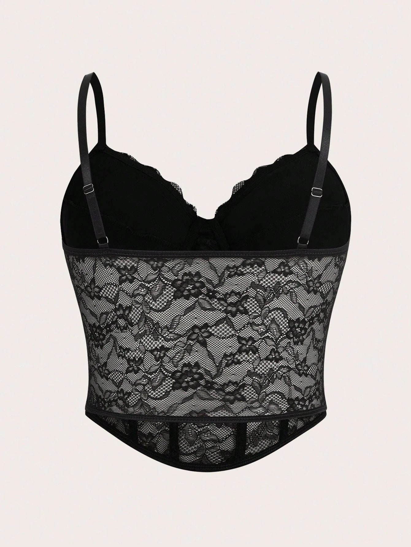 Plus Size Black Lace Corset Cami Top – Y2K Summer Party Camisole for Women