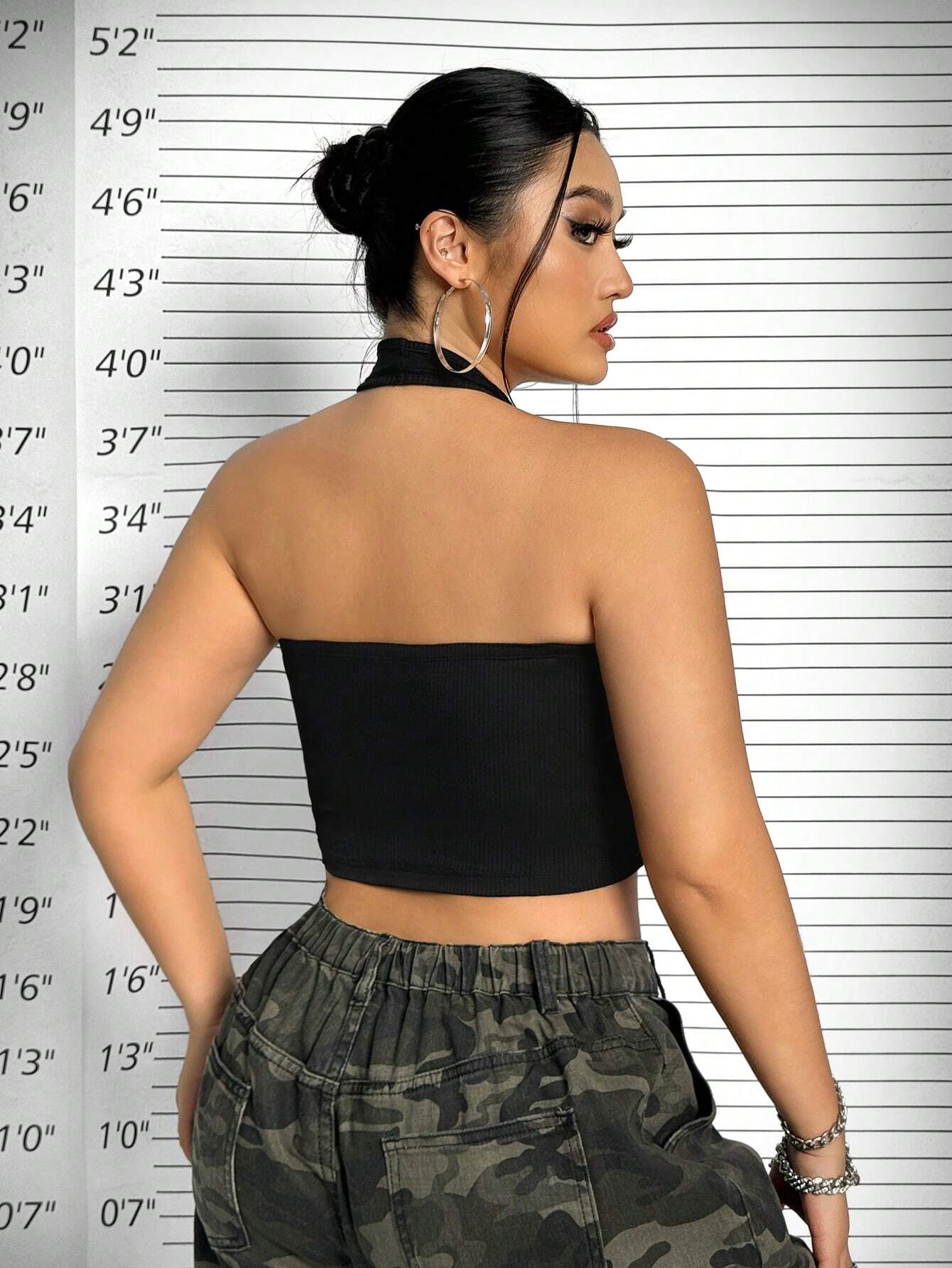Plus Size Criss Cross Halter Top – Low Back Summer Crop Top for Women