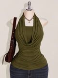 Plus Size 2-Piece Boho Halter Tank Top Set – Western Backless Summer Camisoles for Women