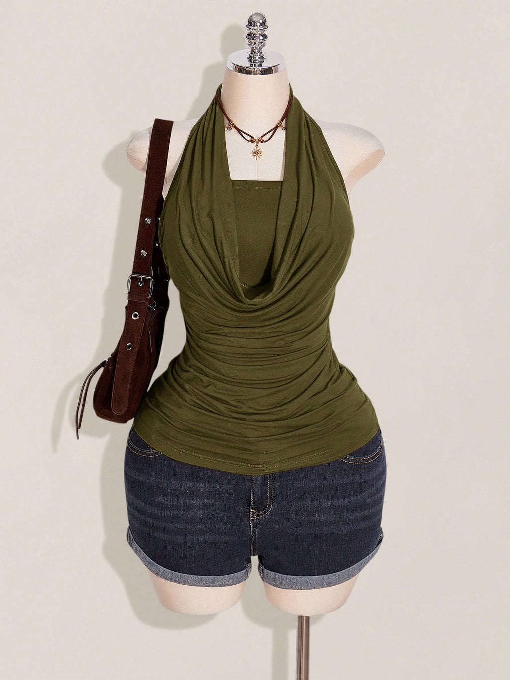Plus Size 2-Piece Boho Halter Tank Top Set – Western Backless Summer Camisoles for Women
