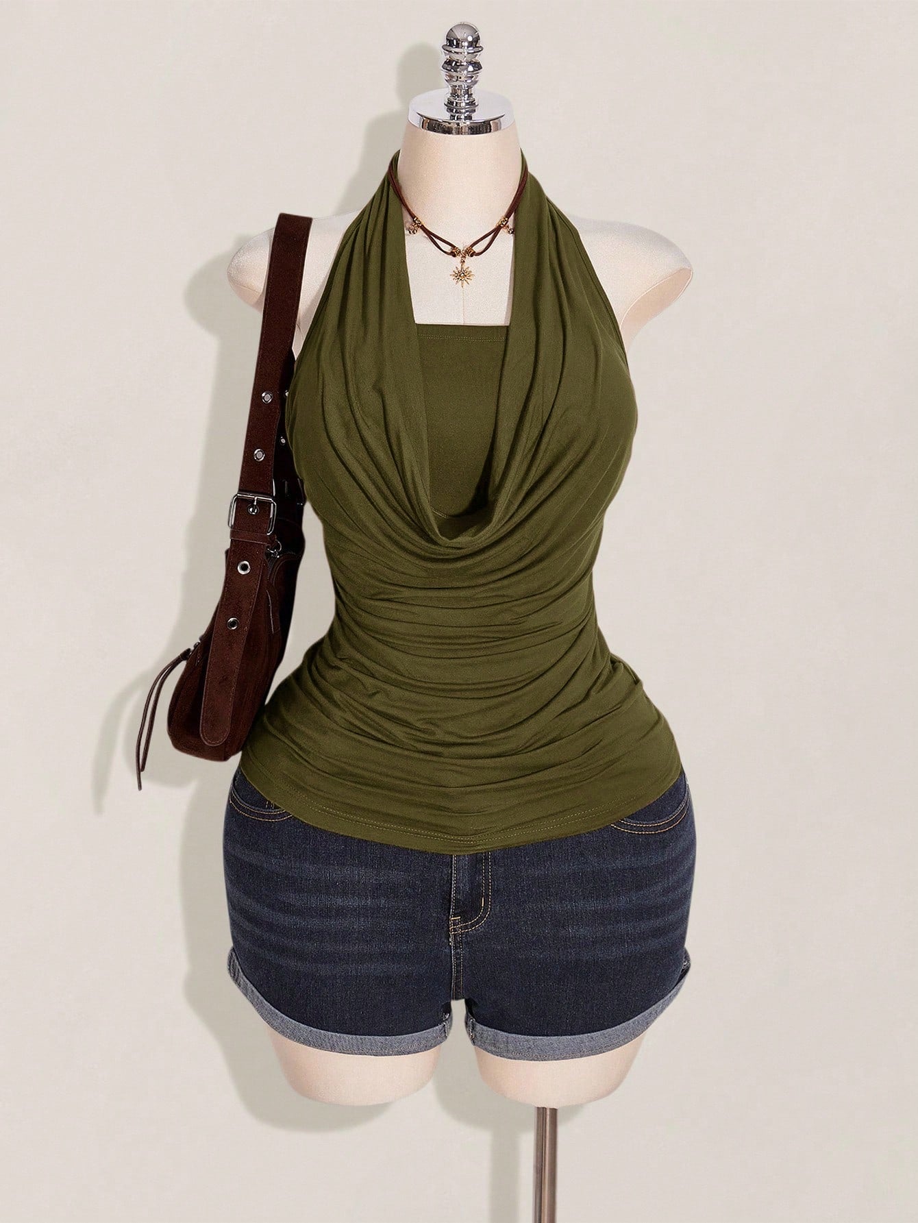 Plus Size 2-Piece Boho Halter Tank Top Set – Western Backless Summer Camisoles for Women