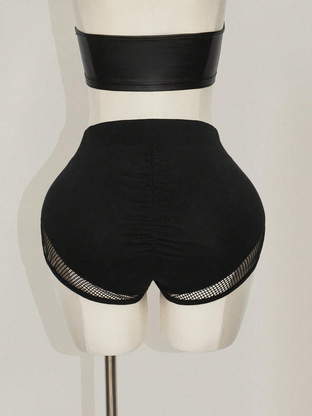 Plus Size Black Fishnet Insert Shorts – Y2K Streetwear Party Shorts for Women