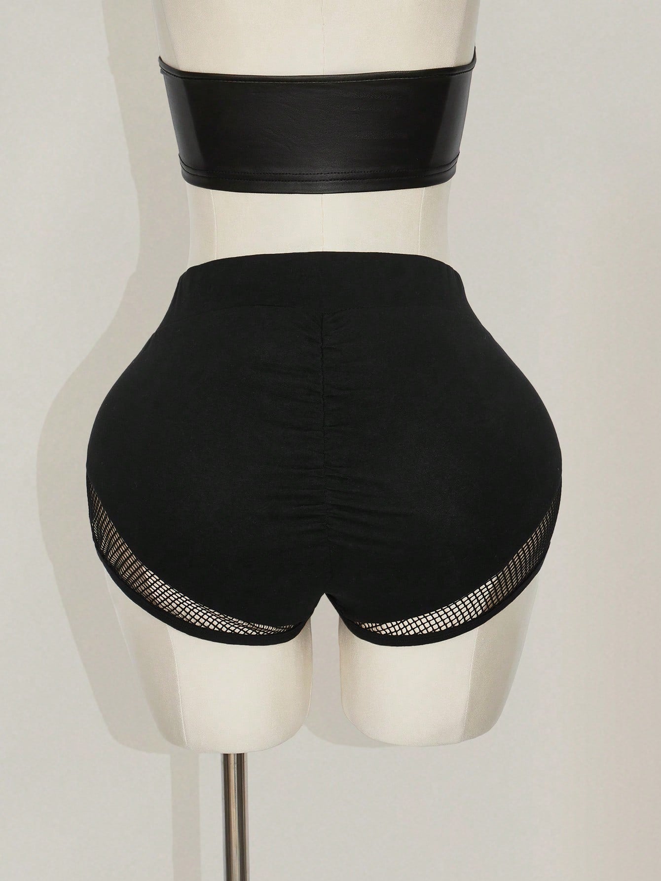 Plus Size Black Fishnet Insert Shorts – Y2K Streetwear Party Shorts for Women
