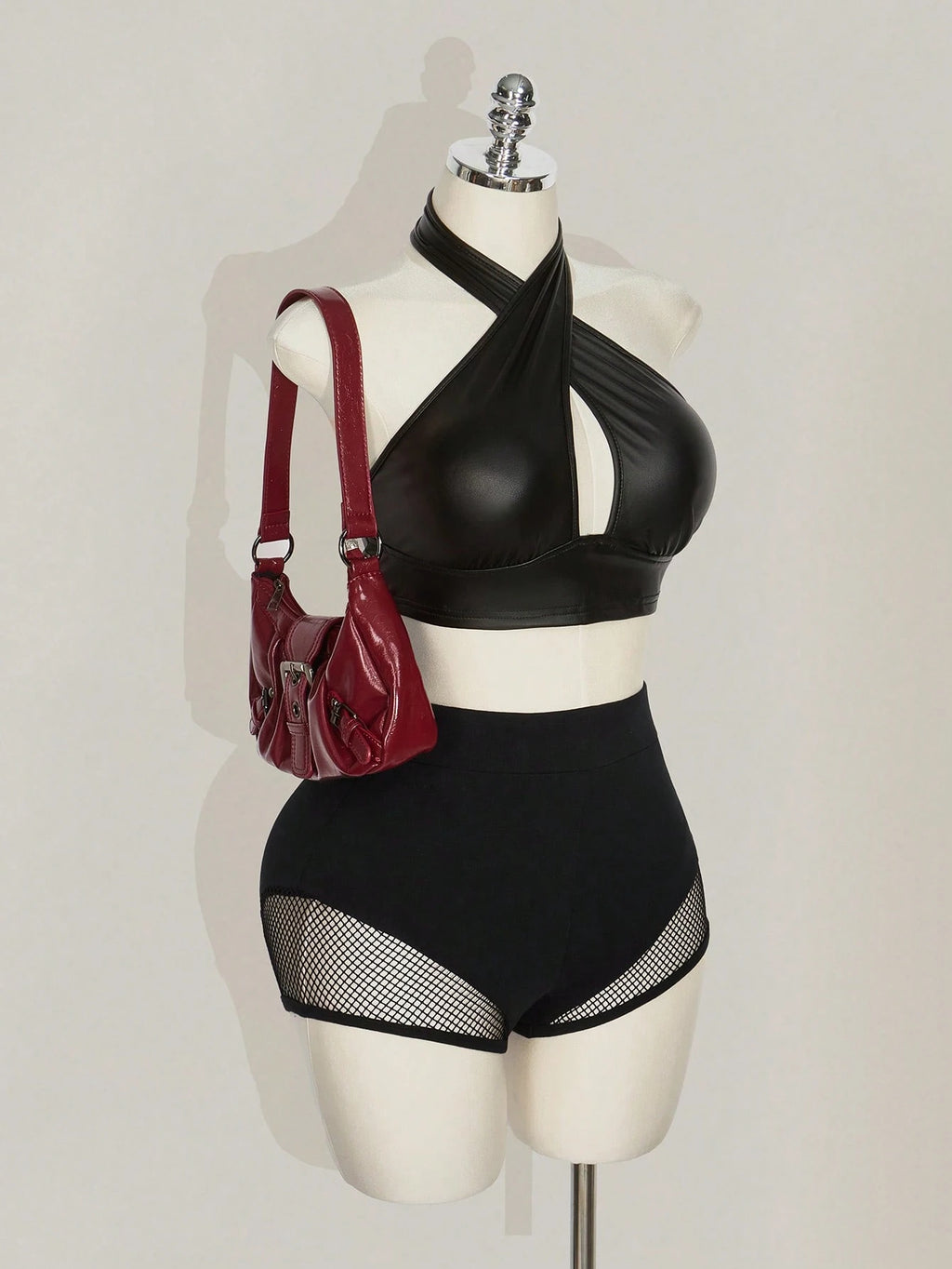 Plus Size Black Fishnet Insert Shorts – Y2K Streetwear Party Shorts for Women