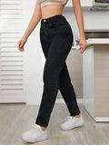 SHEIN ICON Plus Size Casual Versatile Washed Relaxed Fit Pants