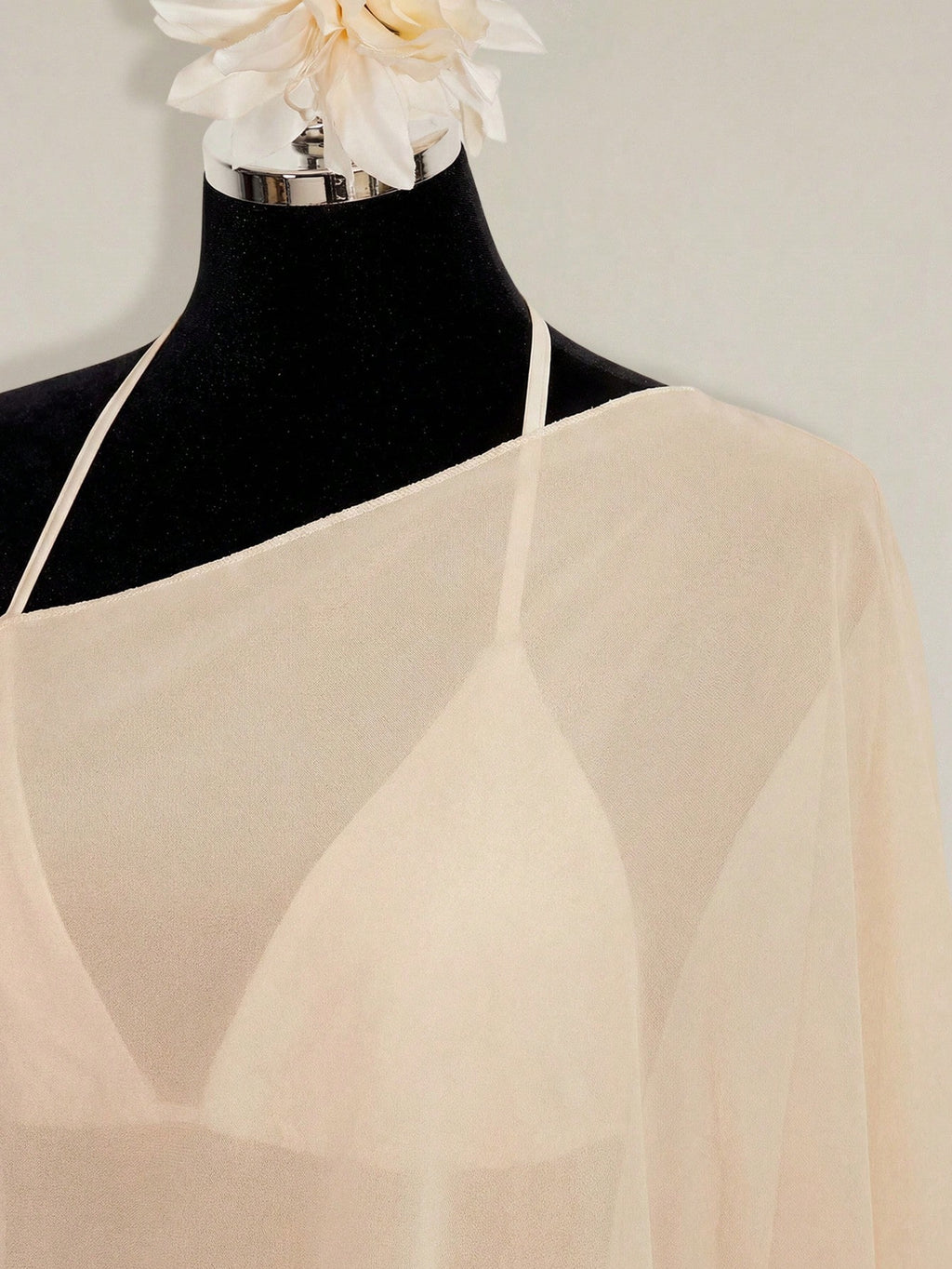 Plus Size Chiffon Wrap Triangle Cup Camisole Top 2 Piece Set for Women