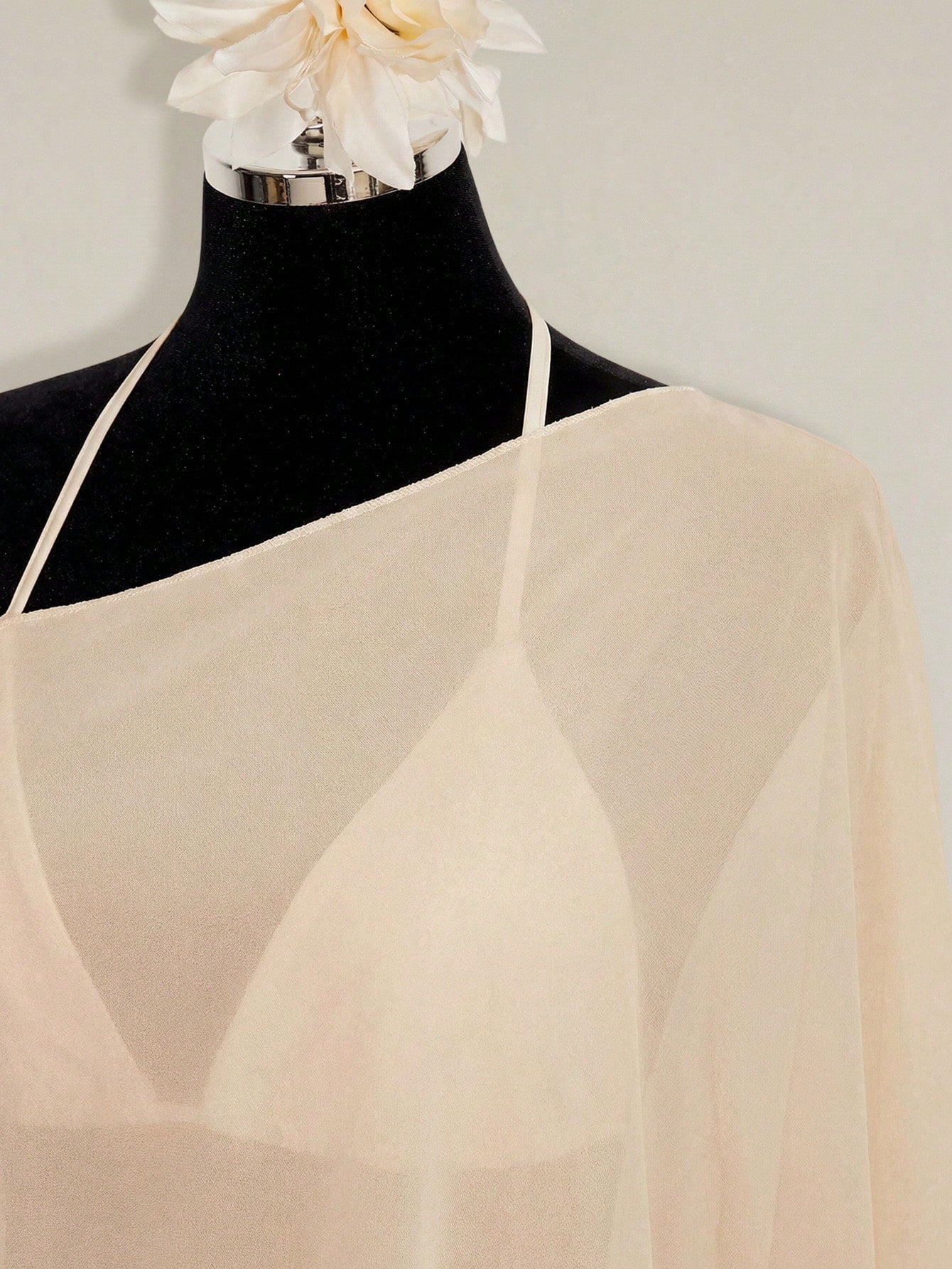 Plus Size Chiffon Wrap Triangle Cup Camisole Top 2 Piece Set for Women