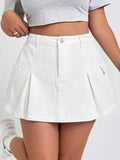 Plus Size Denim Utility Pencil Skirt – Casual Y2K Streetwear Midi Skirt for Women