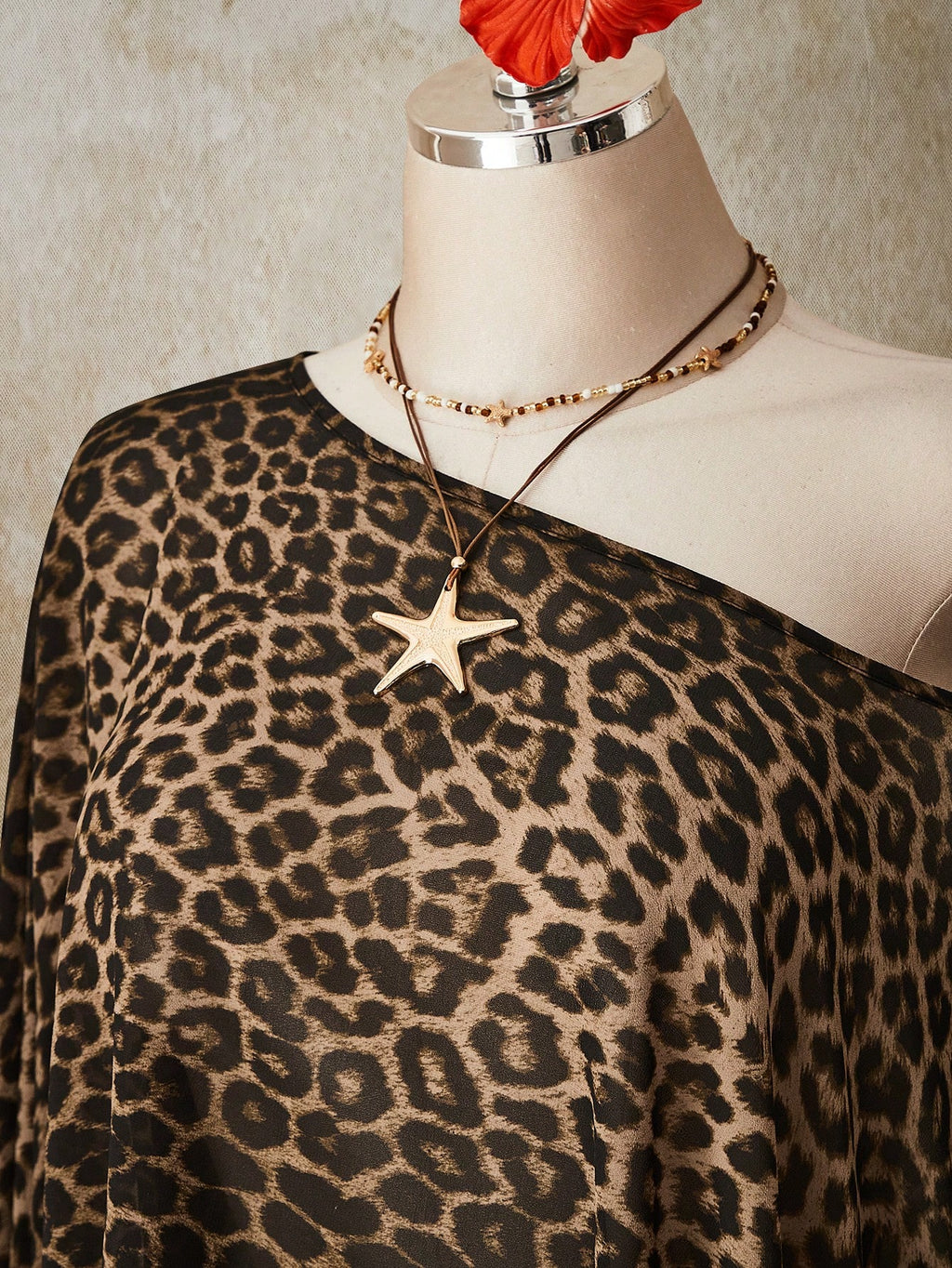 Plus Size Leopard Print Asymmetrical Top – Y2K Boho Festival Going Out Top for Women