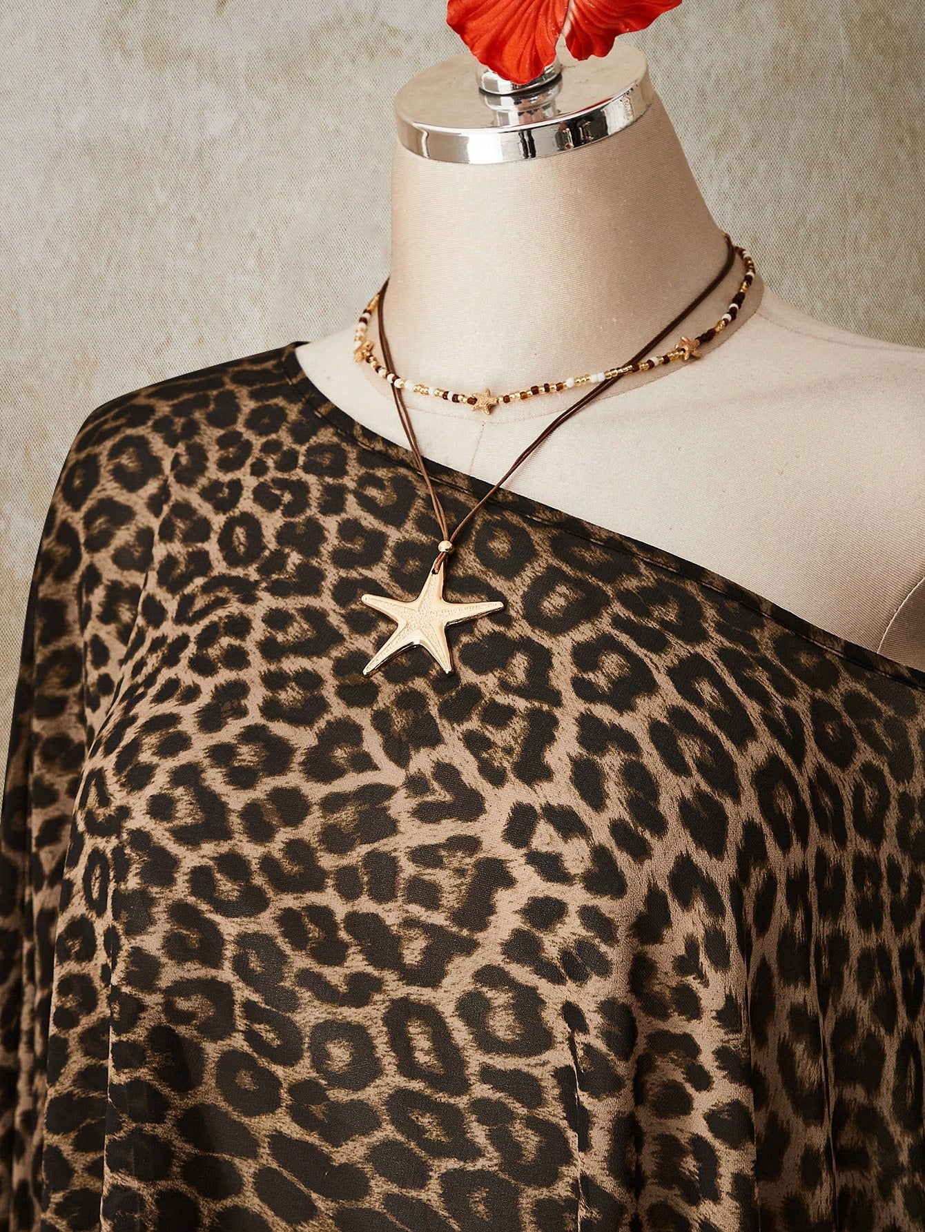 Plus Size Leopard Print Asymmetrical Top – Y2K Boho Festival Going Out Top for Women