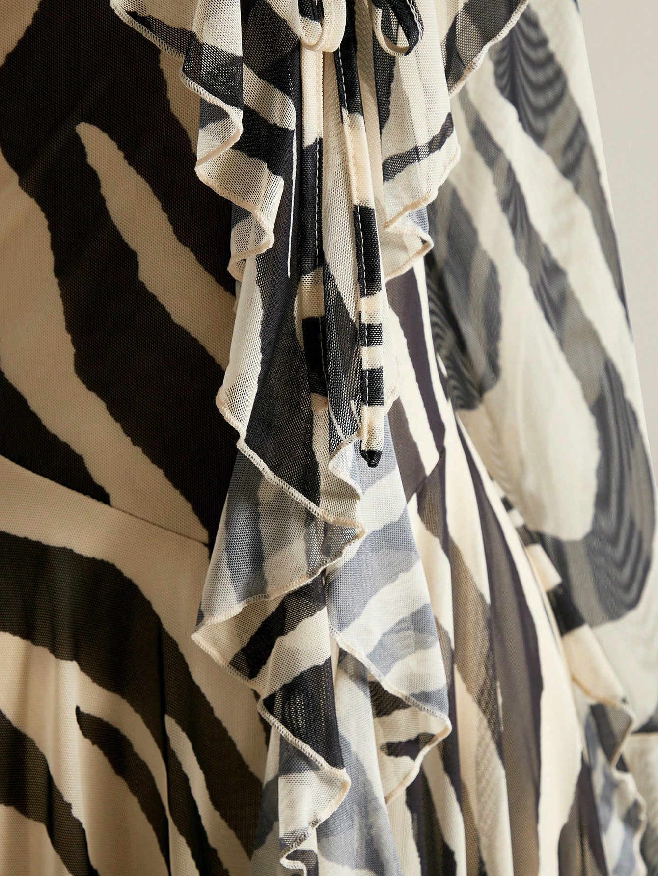 SHEIN ICON Plus Size Zebra Print Mesh Dress – Boho Bell Sleeve Festival Outfit for Women