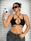 Plus Size Star Bralette Top – Backless Tie-Up Summer Tank Top for Women