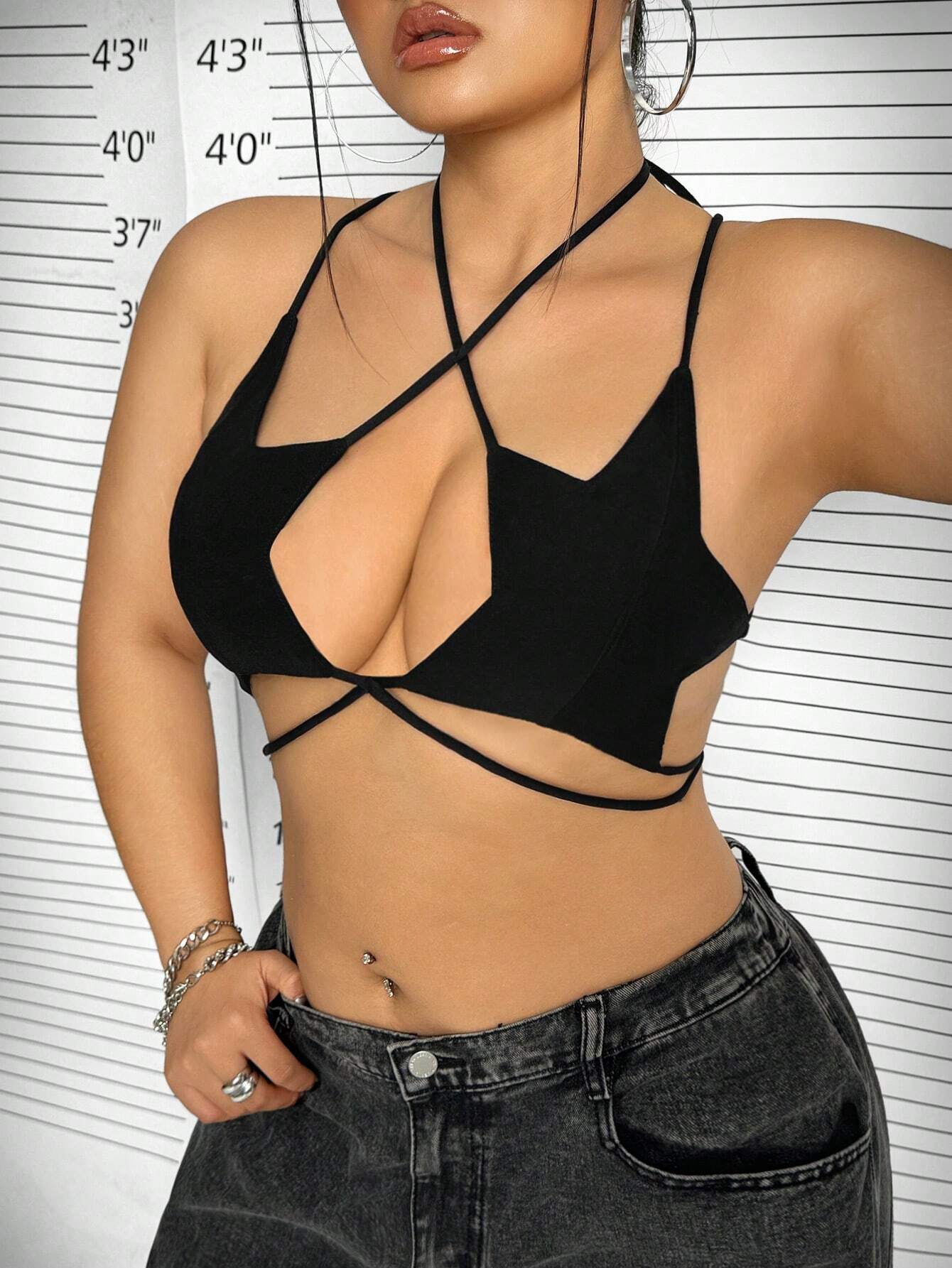 Plus Size Star Bralette Top – Backless Tie-Up Summer Tank Top for Women