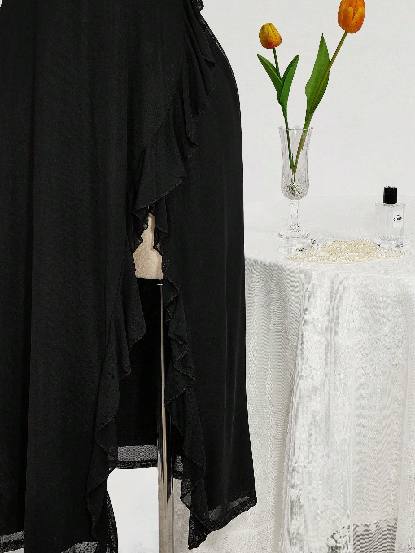 Plus Size Square Neck Ruffle Hem Dress – Romantic Wedding Guest Party Dress for Women