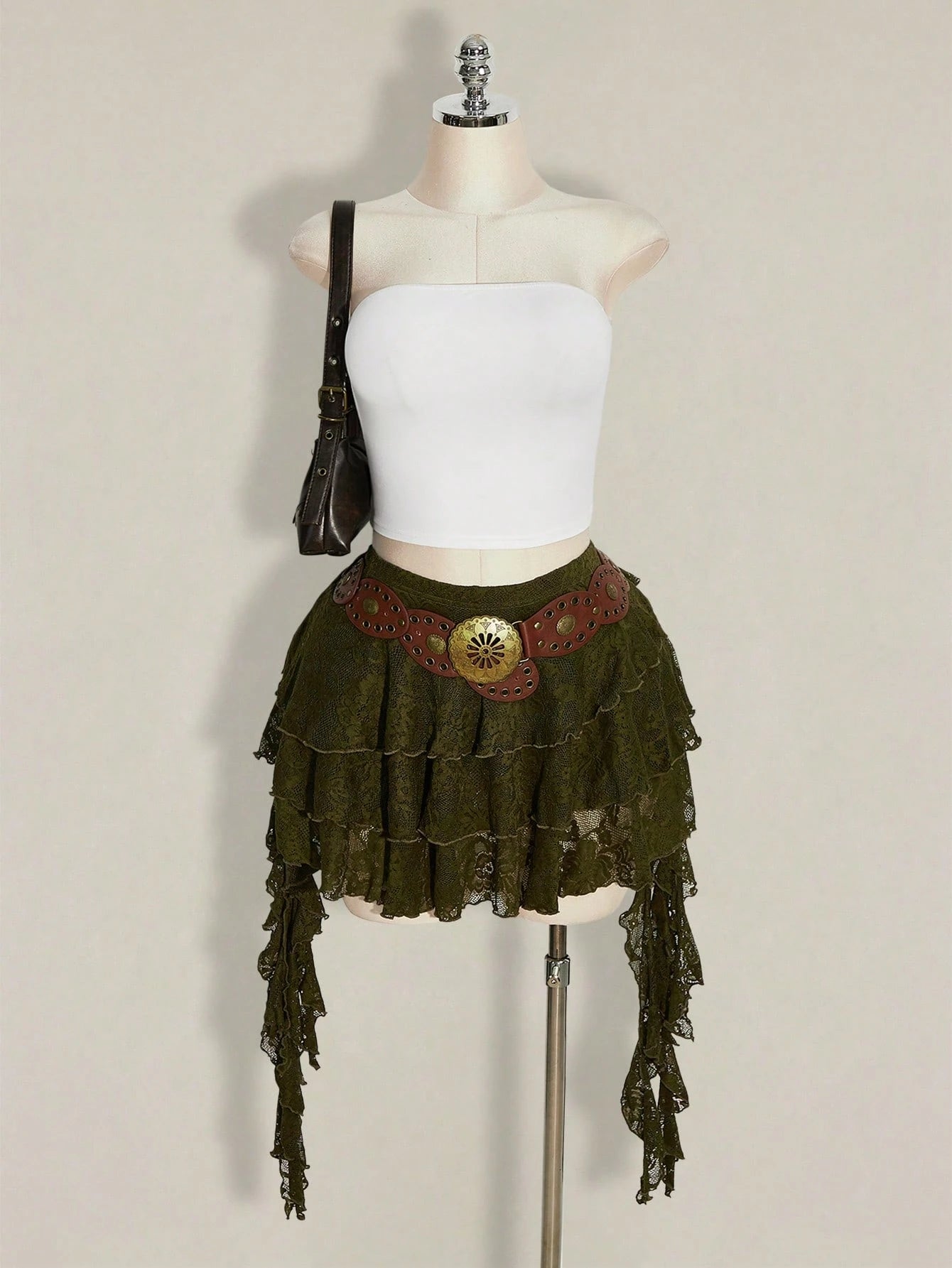 Plus Size White Lace Ruffle Hem Skirt with Safety Shorts – Y2K Festival Mini Skirt for Women