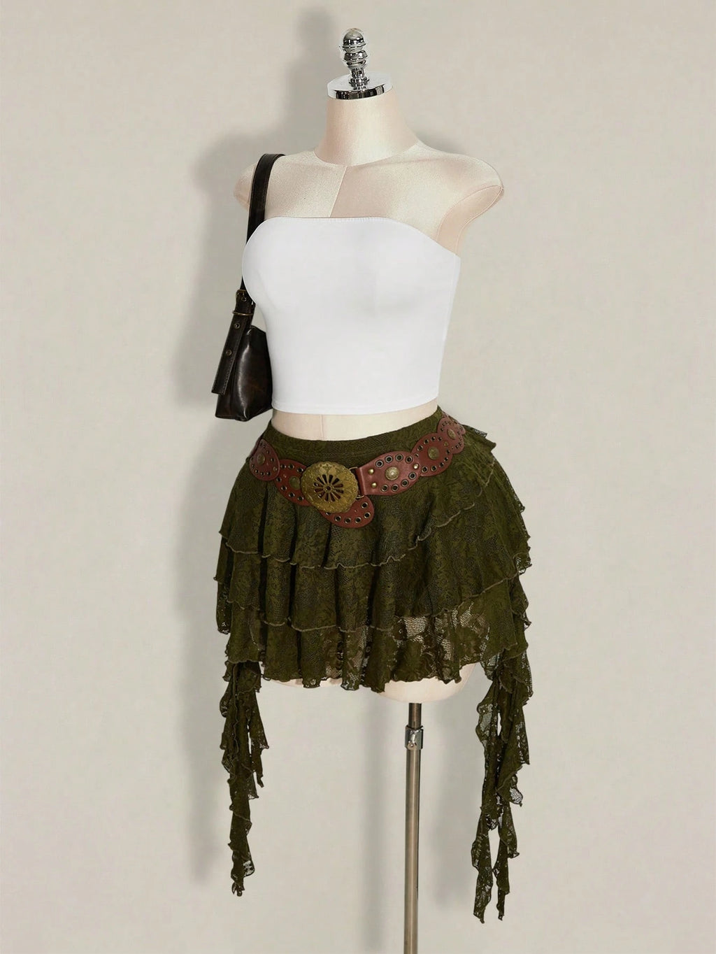 Plus Size White Lace Ruffle Hem Skirt with Safety Shorts – Y2K Festival Mini Skirt for Women