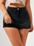 Plus Size Light Blue Denim Skort – Casual Vacation Summer Skirt Shorts for Women