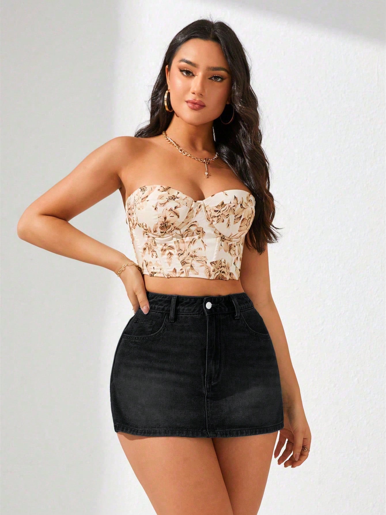 Plus Size Light Blue Denim Skort – Casual Vacation Summer Skirt Shorts for Women
